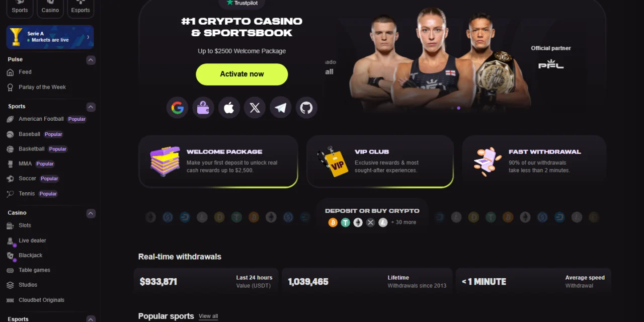 Cloudbet screenshot