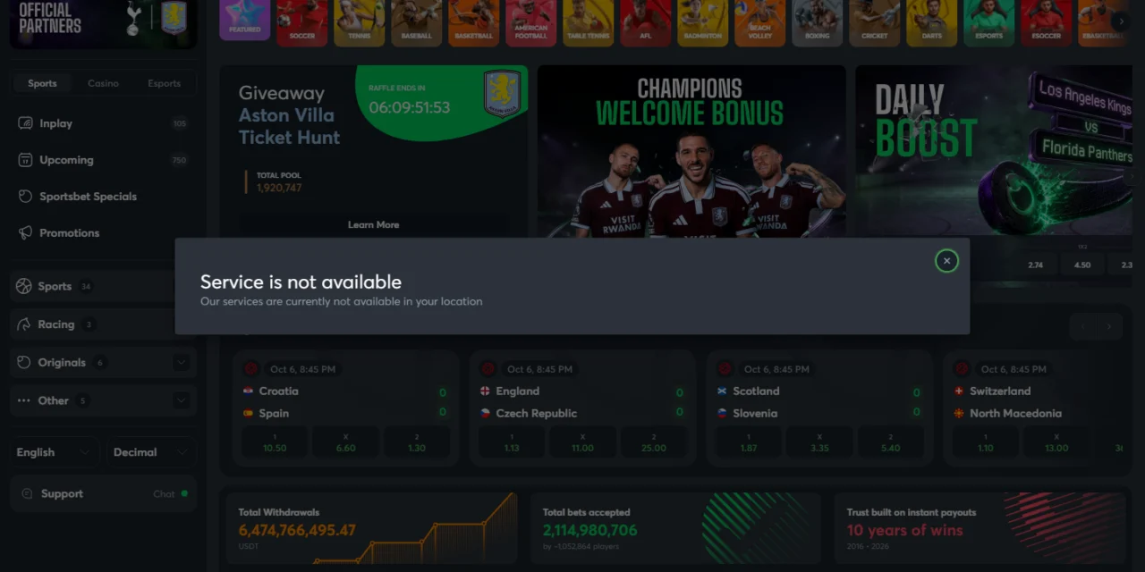 Sportsbet.io screenshot