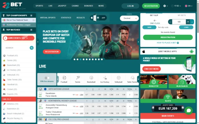 22Bet screenshot